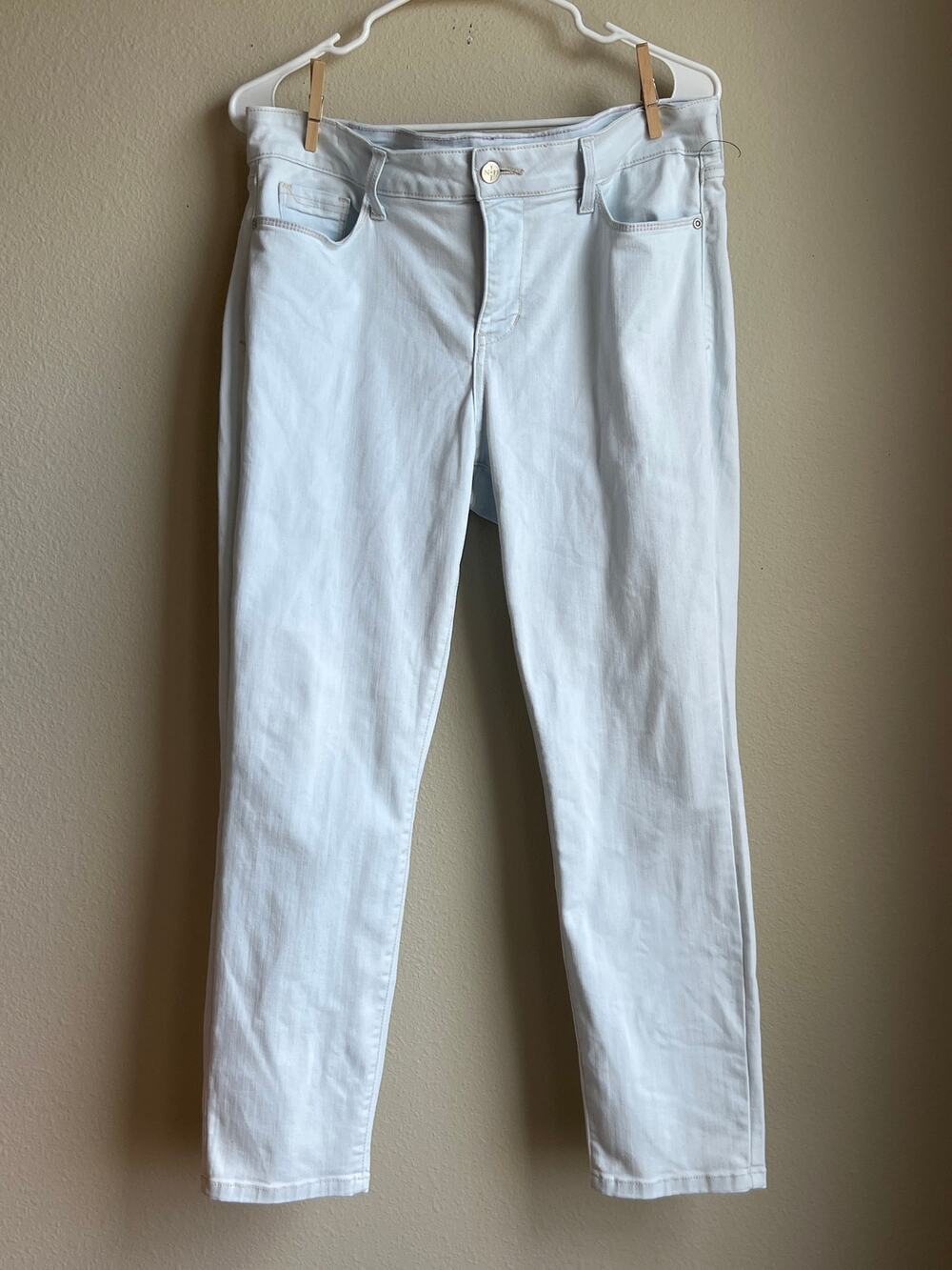 NYDJ Clarissa Skinny Ankle Bleach Ice Blue Stretch Denim Jeans Petite Size 12P